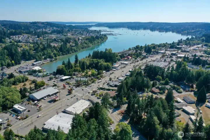 Aerial of Finn Hill to Viking Way to Liberty Bay - Poulsbo