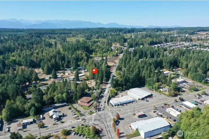 Aerial up Finn Hill from Viking Way