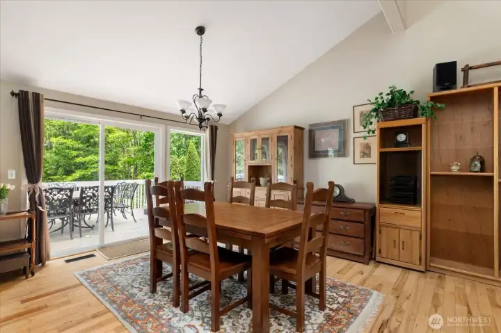 Dining area opens to a deck overlooking the private backyard—perfect for entertaining, outdoor dining, or simply enjoying the view. Dining area opens to a deck overlooking the private backyard—perfect for entertaining, outdoor dining, or simply enjoying the view.