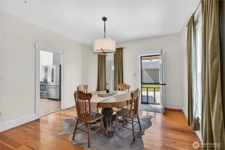 Dining room with door to back patio Dining room with door to back patio