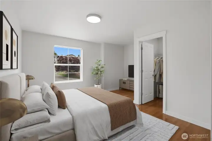 Bedroom 3 w/ walk-in closet - upper level (virtually staged) Bedroom 3 w/ walk-in closet - upper level (virtually staged)