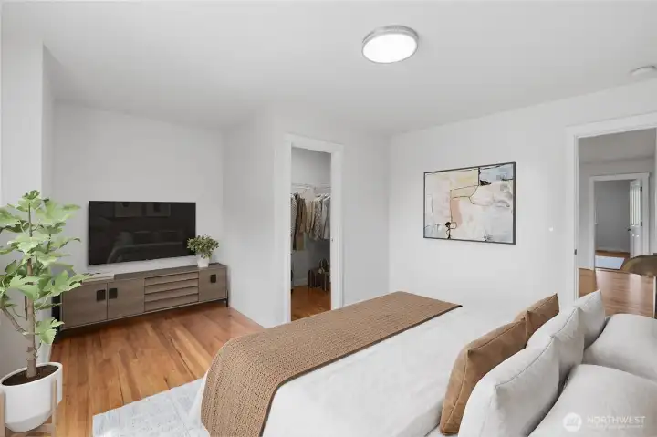 Bedroom 3 w/ walk-in closet - upper level (virtually staged) Bedroom 3 w/ walk-in closet - upper level (virtually staged)