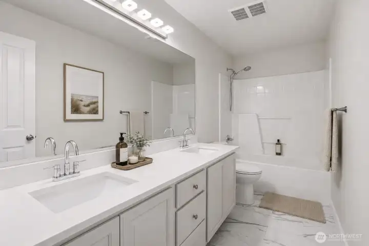 Bathroom - upper level (virtually staged) Bathroom - upper level (virtually staged)