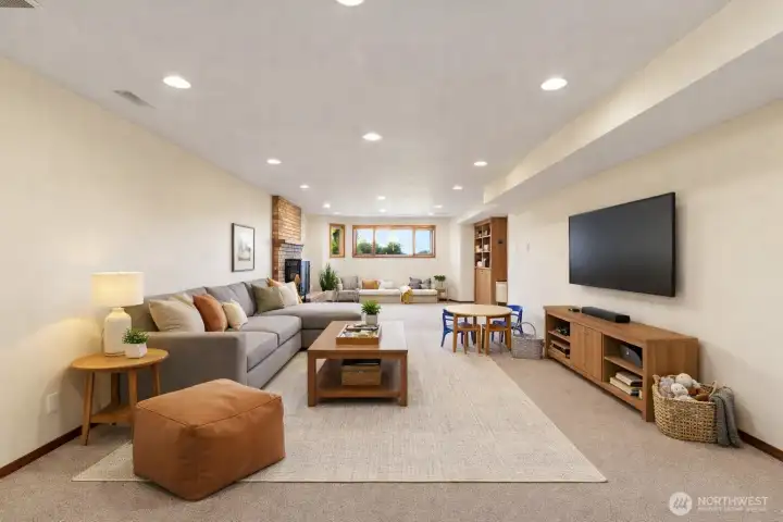 Virtually staged family room