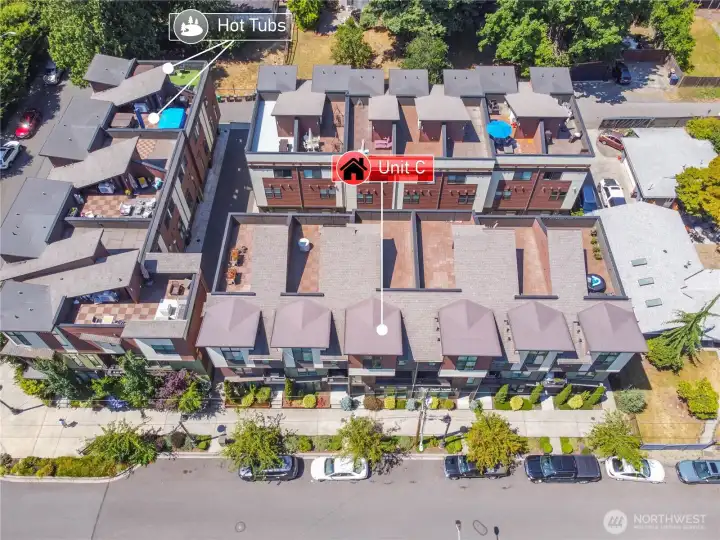 Solana Townhome complex. Notice two other units opted to have hot tubs installed. Solana Townhome complex. Notice two other units opted to have hot tubs installed.