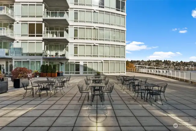 The exterior patio on the main level is the perfect spot for hosting memorable social gatherings in the spring or summer.