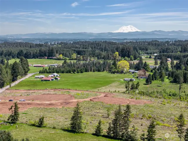 Drone shot of the property and surrounding area