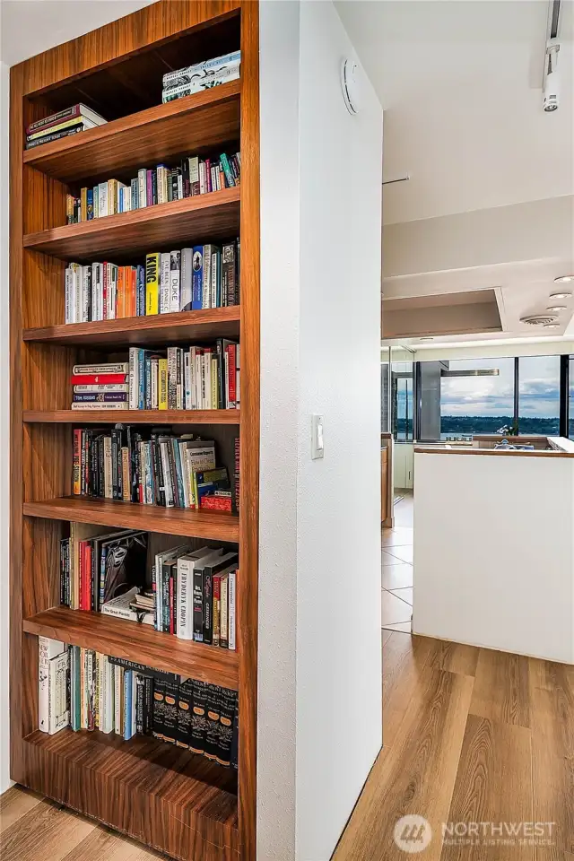 Built-in book case in hallway