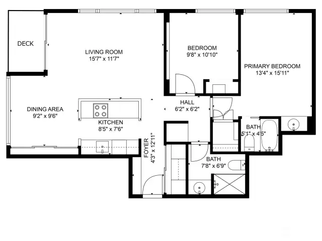 Floor plan with "approx" measurements from scan (buyer to verify)