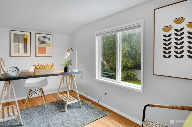 Great light in your home office overlooking the backyard.