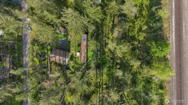 Aerial view directly over the property