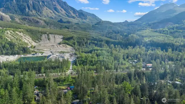 Aerial view looking south