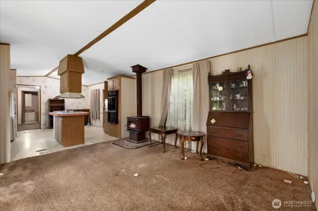 Living room and wood stove