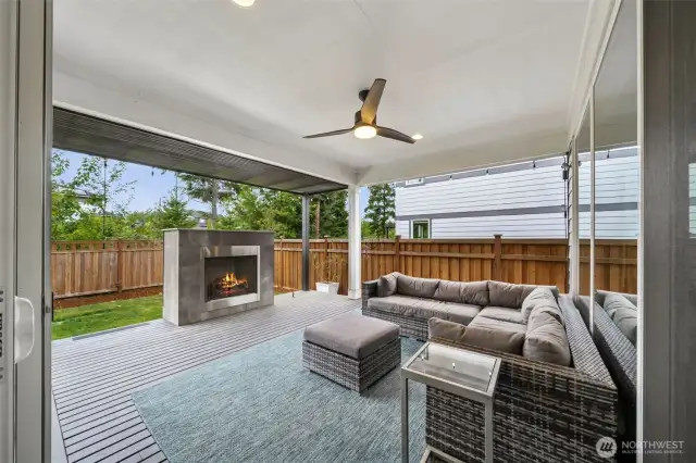 Covered deck with gas stub for BBQ & gas fireplace