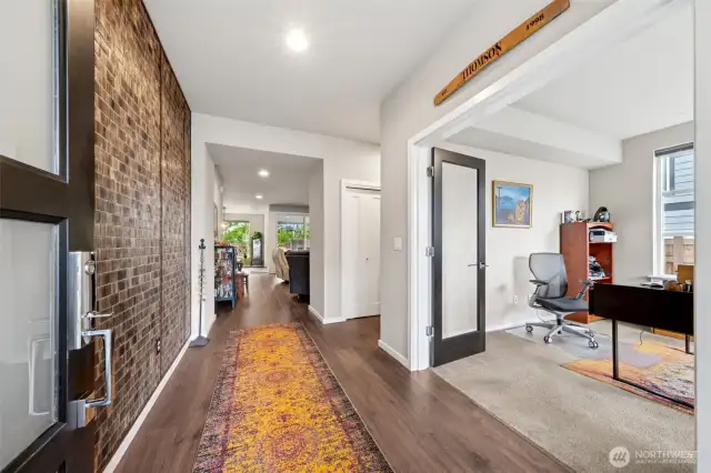 As you enter the home with office to the right