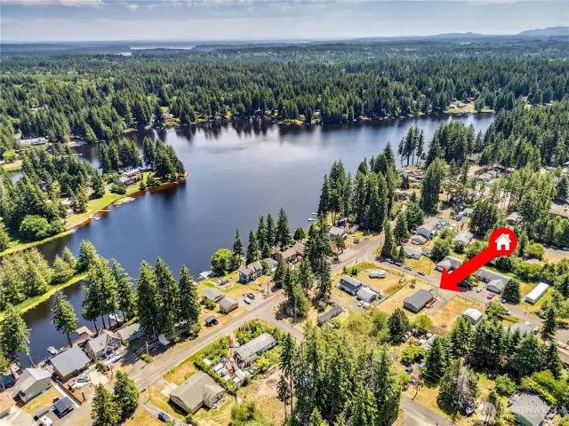 Aerial view with lake