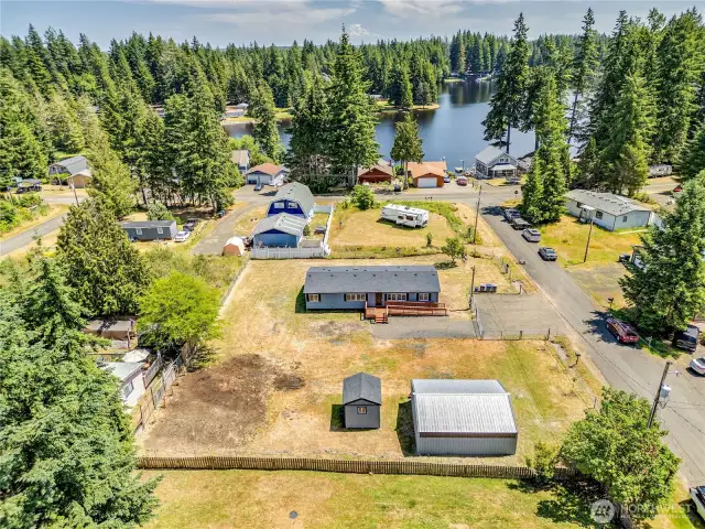 Aerial view of double lot