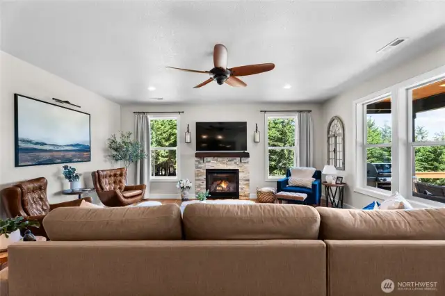 Great room with fireplace