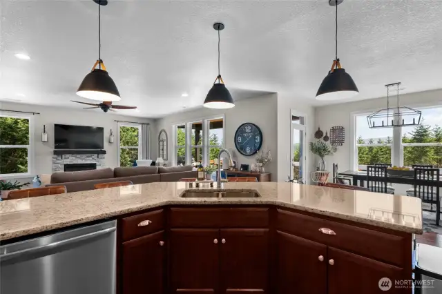 Bright kitchen with views