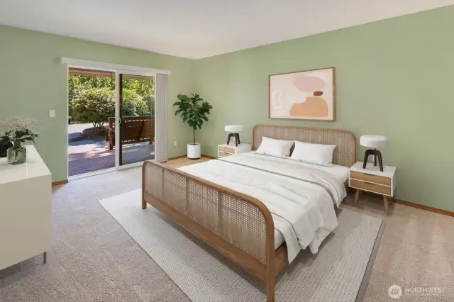 Virtually staged primary bedroom