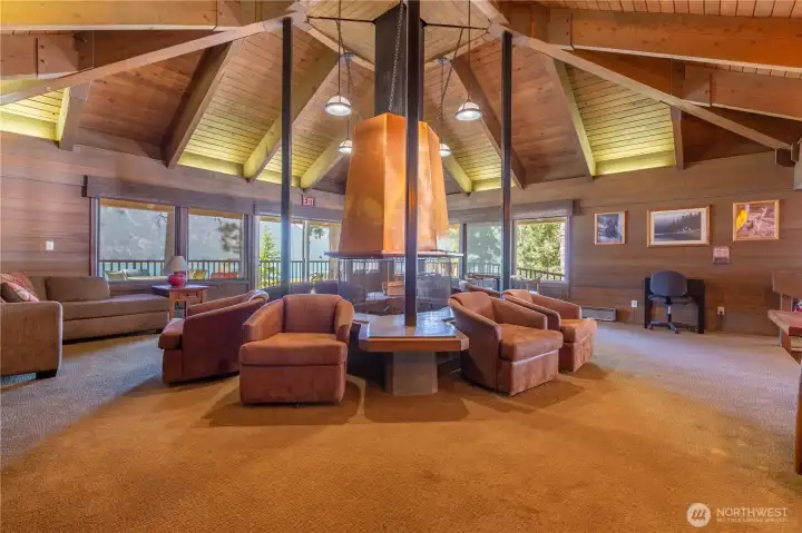 Great room for members with a Beautiful copper fireplace.