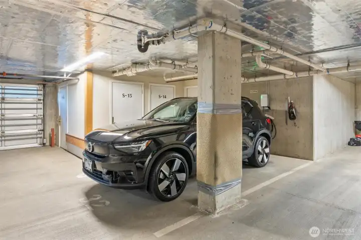 Unit #401 comes with two of the best parking spots available — and this one already includes EV charging!