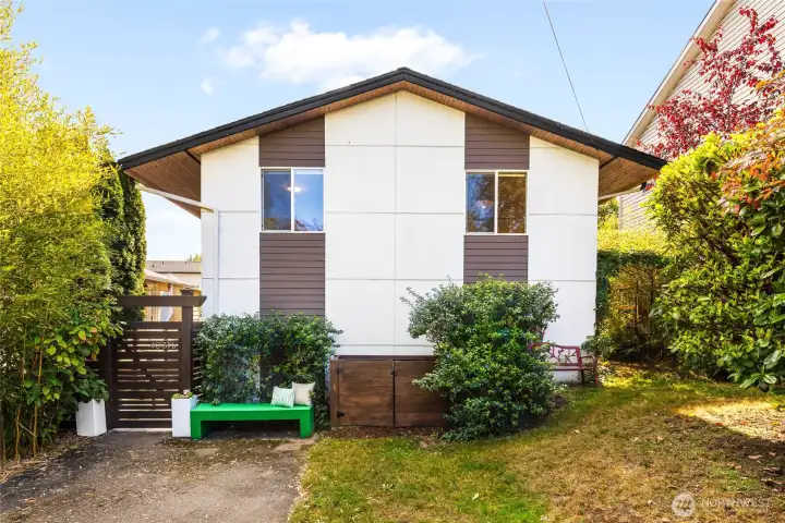 Classic 70's architecture, updated with Hardie Board siding and wooden soffits.