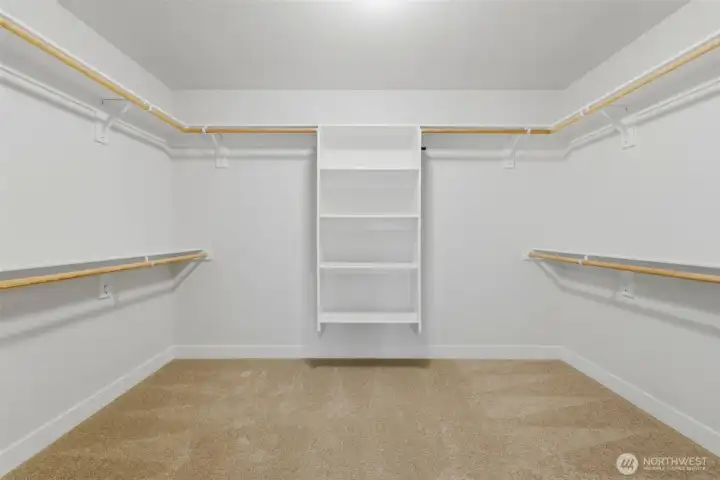 Walk in closet - wood shelving