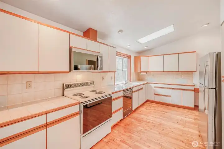 Abundance of cabinetry provides excellent storage.