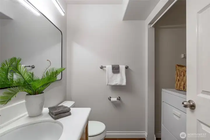 1/2 bathroom and laundry downstairs