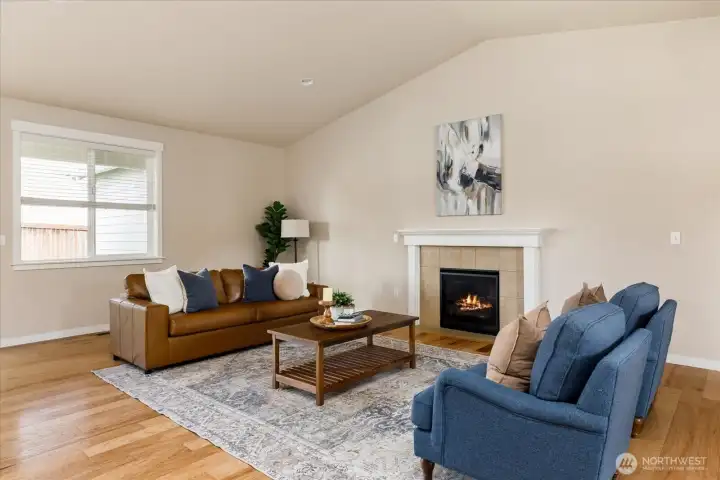 Vaulted great room filled with natural light
