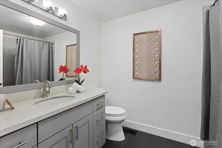 Double Sink Vanity in Shared Bath