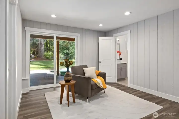 Flexible Space with Slider out to Backyard