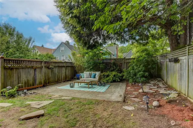 Fully fenced backyard offers privacy for an escape from your day, or all of your summer get-togethers.