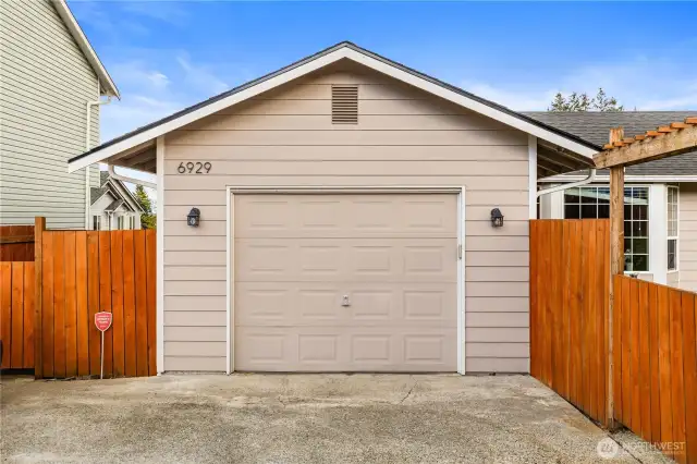 Oversized one car garage.