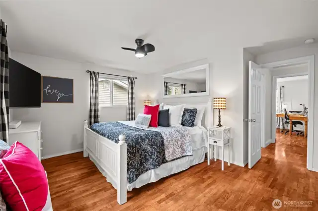 Proximity off main hallway. TV and ceiling fan.