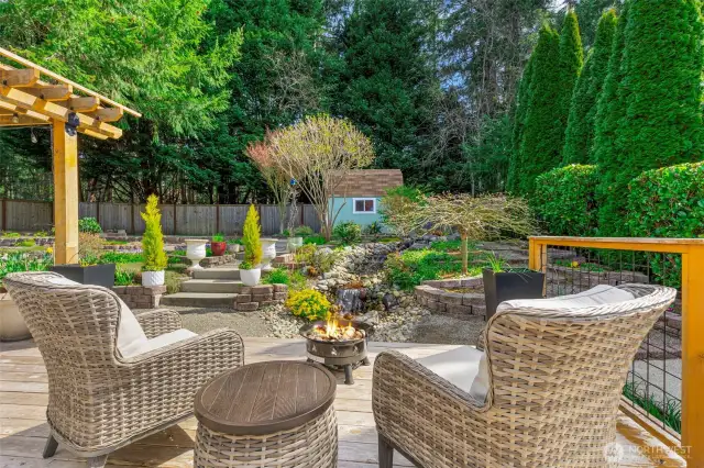 Enjoy the serenity of the babbling brook from the comfort of your spacious deck