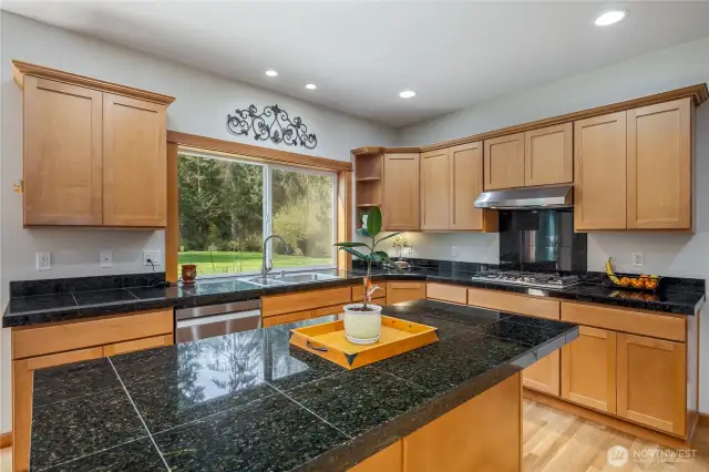 Island and granite countertops
