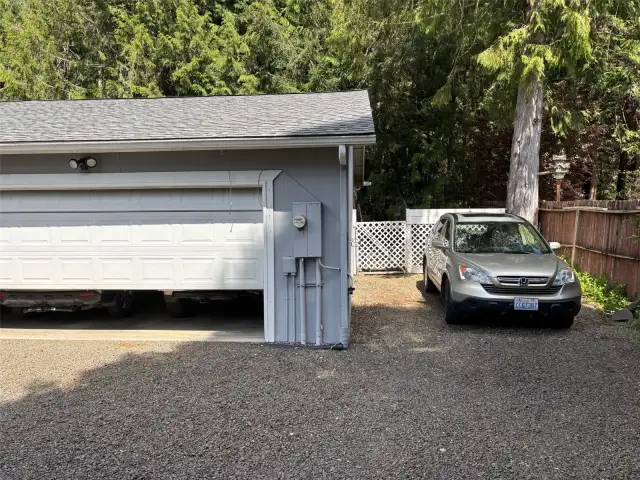 Garage and extra outside parking.