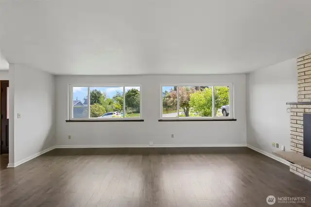 Wall of windows in the living room