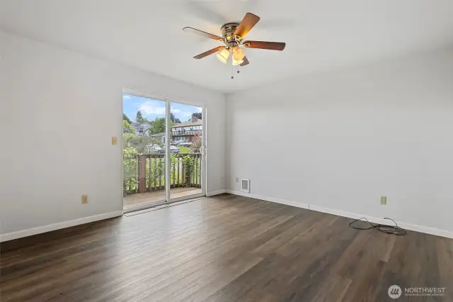 Primary bedroom with a VIEW deck to the NE
