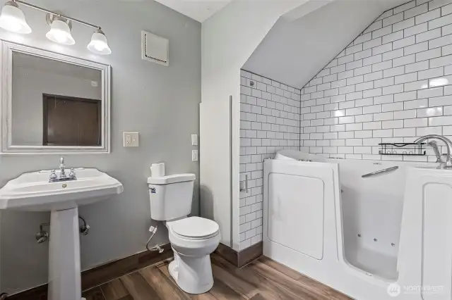 Remodeled bathroom in the laundry area downstairs