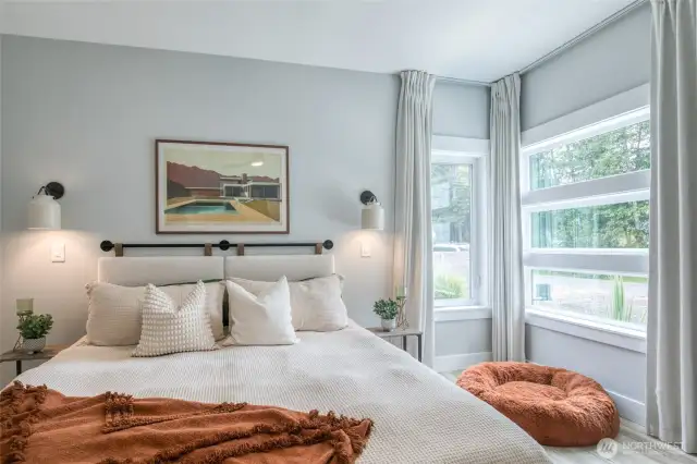 Stunnning floor-to-ceiling custom drapes and shades