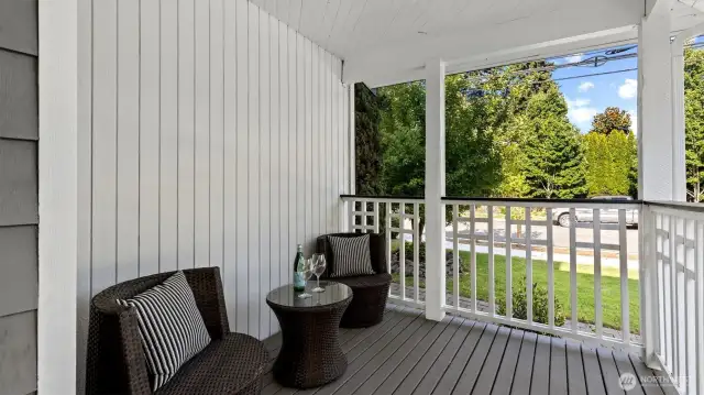 Perfect for morning coffee and enjoying the friendly neighbors
