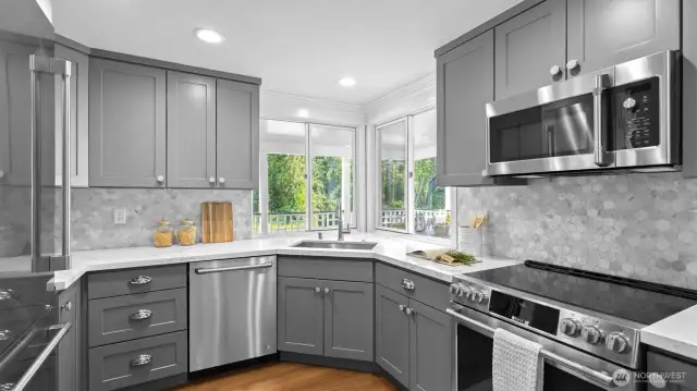 Gourmet kitchen with cafe appliances