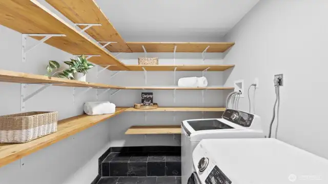 Spacious laundry room with plenty of storage. Washer and dryer stay with home!