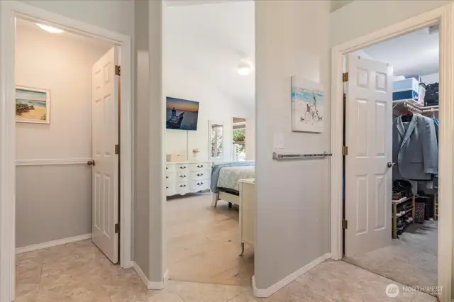 Primary closet, bathroom