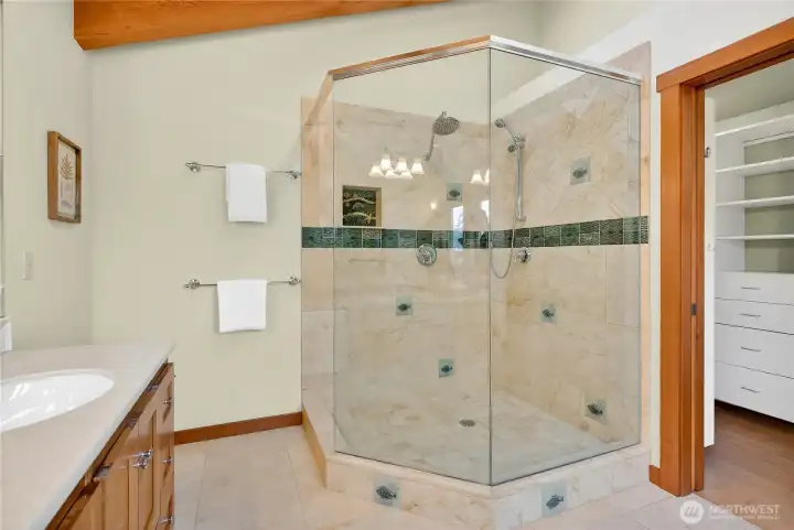 Primary Bath with dual sinks and heated floor