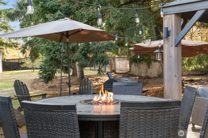 BACKYARD | Here's another patio table area that looks onto the big backyard.