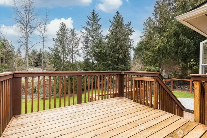 Enjoy sweeping views of your serene property from the upper deck